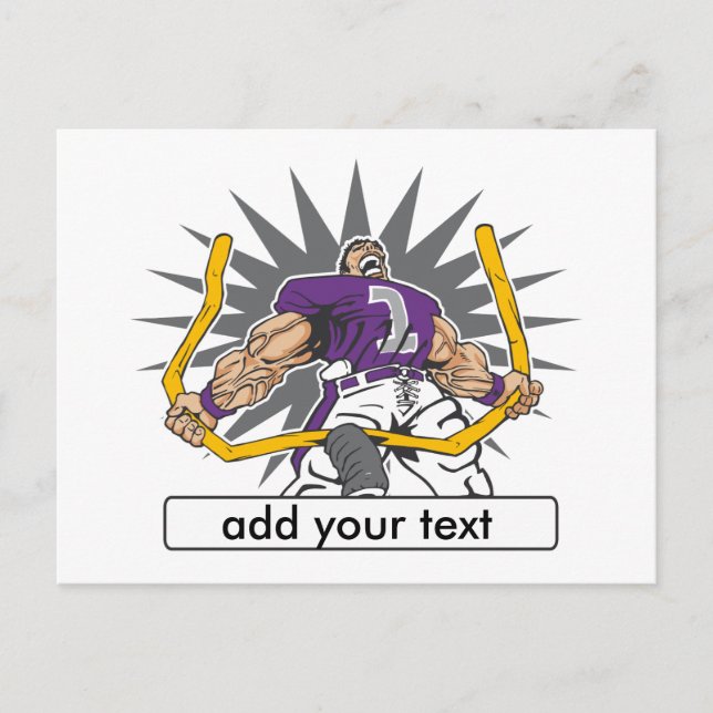 Custom Football Player Purple Postcard (Front)