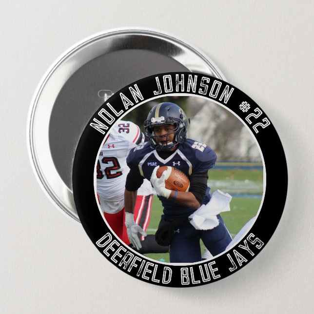 Custom Football Player School Mascot game day Button (Front & Back)
