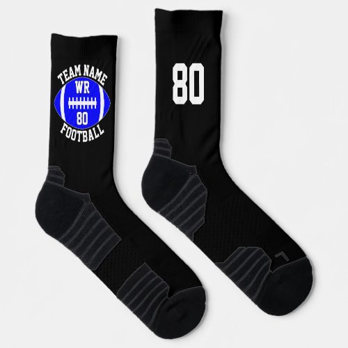 Custom Football Player Team Name Number Blue Socks