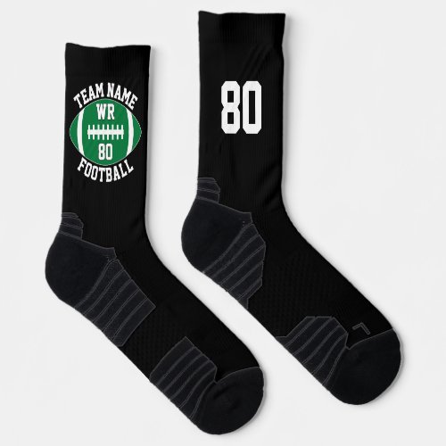 Custom Football Player Team Name Number Green Socks