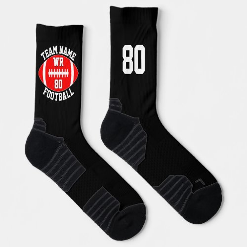 Custom Football Player Team Name Number Red Socks