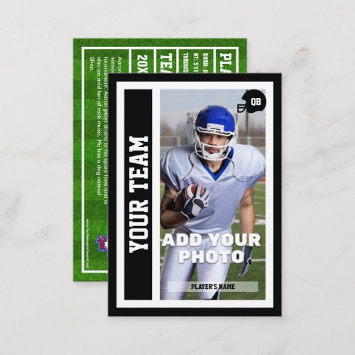 Custom Football Quarterback Trading Card Black