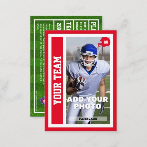 Custom Football Quarterback Trading Card Red