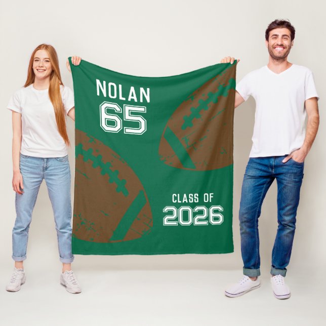Custom Football Senior Player Number Class of Fleece Blanket (In Situ)