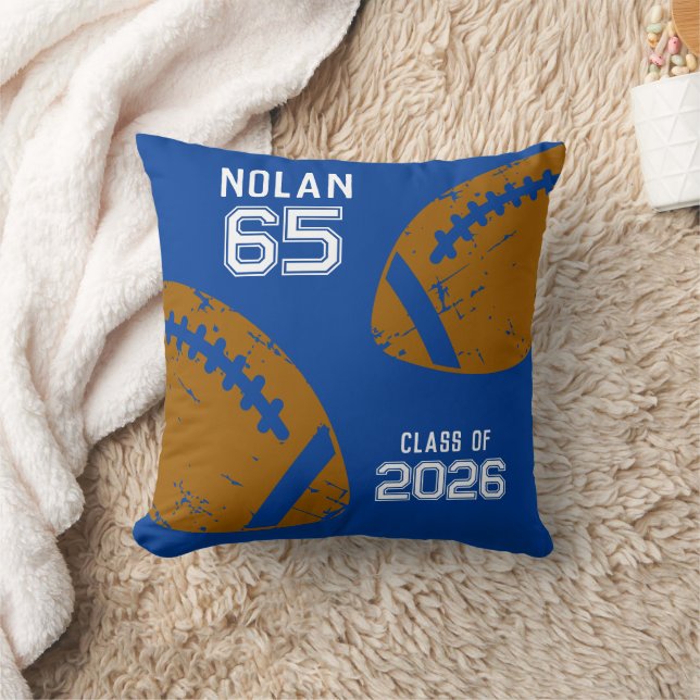 Custom Football Senior Player Number Class of Throw Pillow (Blanket)