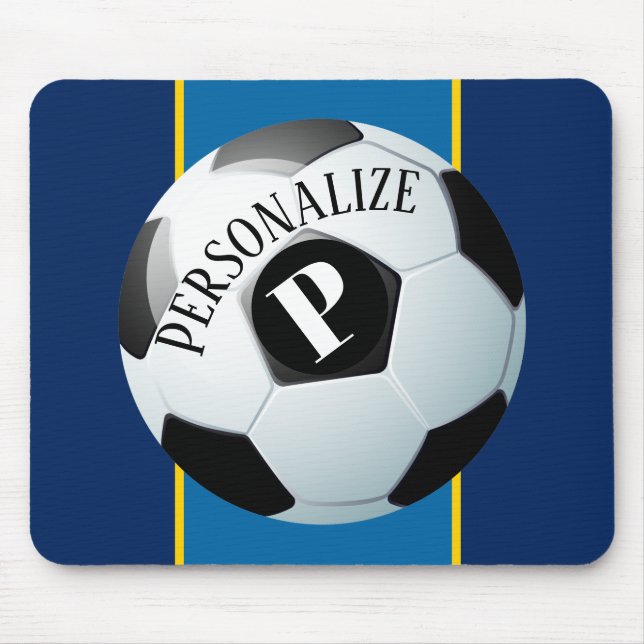 Custom Football Soccer Baller Name Monogram Mouse Pad (Front)