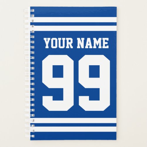 Custom football sports jersey number and name planner