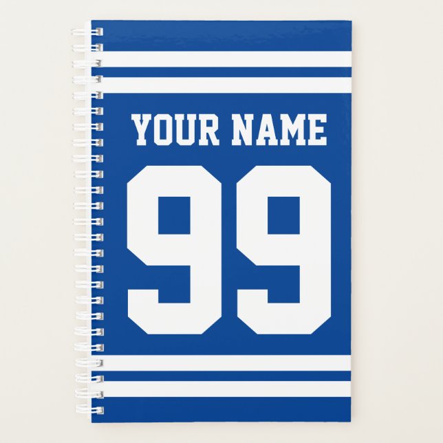 Custom football sports jersey number and name planner (Front)