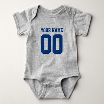 Custom Football Sports Jersey Number Baby Bodysuit by logotees at Zazzle