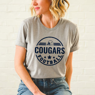 Custom Football Team Badge Navy Gray Mom Tri-Blend Shirt