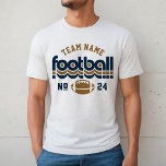 Custom Football Team Blue and Brown Men's Tri-Blend Shirt<br><div class="desc">Custom Football Name and Player Number T-Shirt for Dad - shown in White Fleck
Design for football dads features retro lettering and custom text that can be personalized with a team name and player's jersey number. Navy blue and golden brown can be customized.</div>