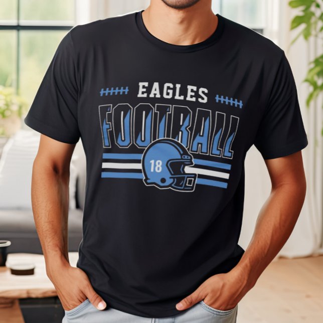 Custom Football Team Blue Stripe Dad T-Shirt (Creator Uploaded)