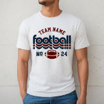 Custom Football Team Dark Red and Blue Men's Tri-Blend Shirt<br><div class="desc">Custom Football Name and Player Number T-Shirt for Dad - shown in White Fleck
Design for football dads features retro lettering and custom text that can be personalized with a team name and player's jersey number. Dark red and navy blue can be customized.</div>