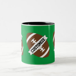 Custom Football Team Name & Background Color Sport Two-Tone Coffee Mug