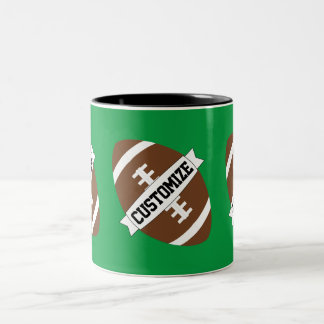 Custom Football Team Name & Background Color Sport Two-Tone Coffee Mug