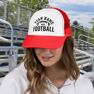 Custom Football Team Name Number Red Trucker Hat