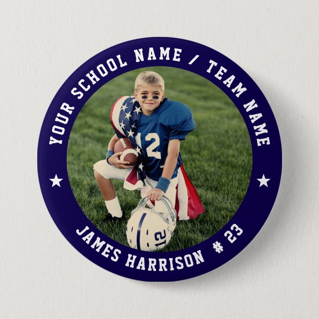 Custom Football Team Photo Button (Front)