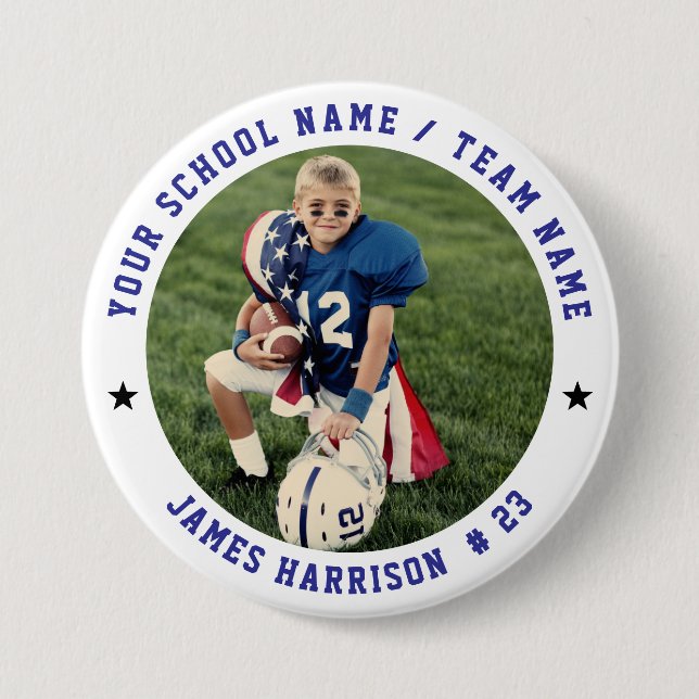 Custom Football Team Photo Button (Front)