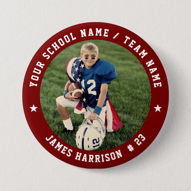 Custom Football Team Photo Button (Front)