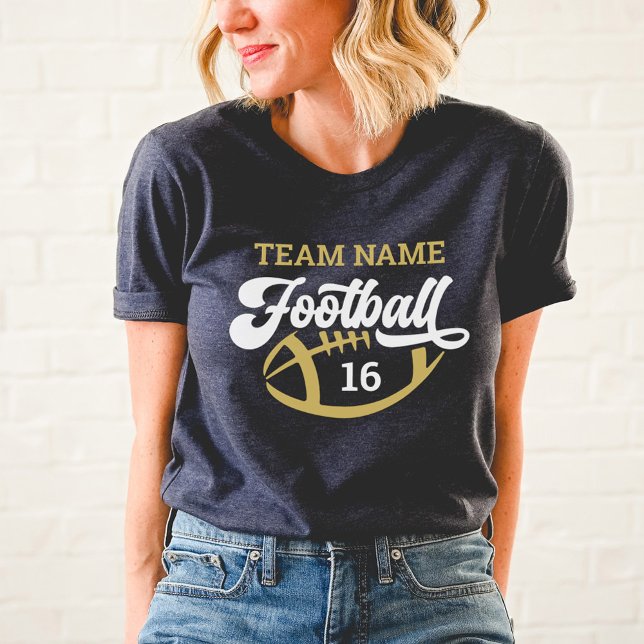 Custom Football Team Script Gold Navy Mom Tri-Blend Shirt (Creator Uploaded)