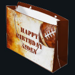 Custom Football Theme Party  Large Gift Bag<br><div class="desc">Cute Football Game Day Birthday Party Sports Theme wrapping paper - Great for football themed birthdays.

Customization: Customize all 3 lines.</div>