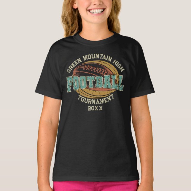 Custom Football Tournament Year Name Number T-Shirt (Front)