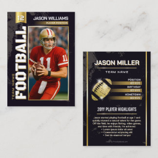 Custom Football Trading Card, Gold Player Card