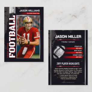 Custom Football Trading Card, Red Player Card