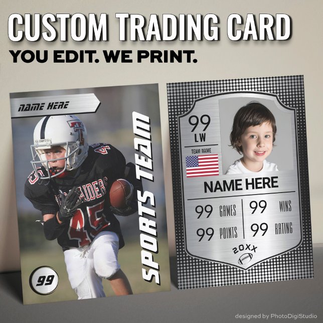 Custom Football Trading Card, Silver Shield Player Calling Card (Custom Football Trading Card, Silver Shield Player Card)