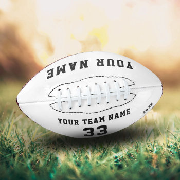 Custom Football With Name  Number And Team Name by OneLook at Zazzle