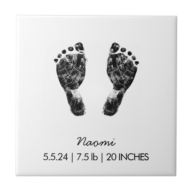 Custom Footprint  | Upload Your Baby Footprint To  Ceramic Tile (Front)