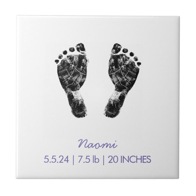 Custom Footprint  | Upload Your Baby Footprint To  Ceramic Tile (Front)
