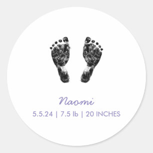 Custom Footprint Upload Your Baby Footprint To Classic Round Sticker