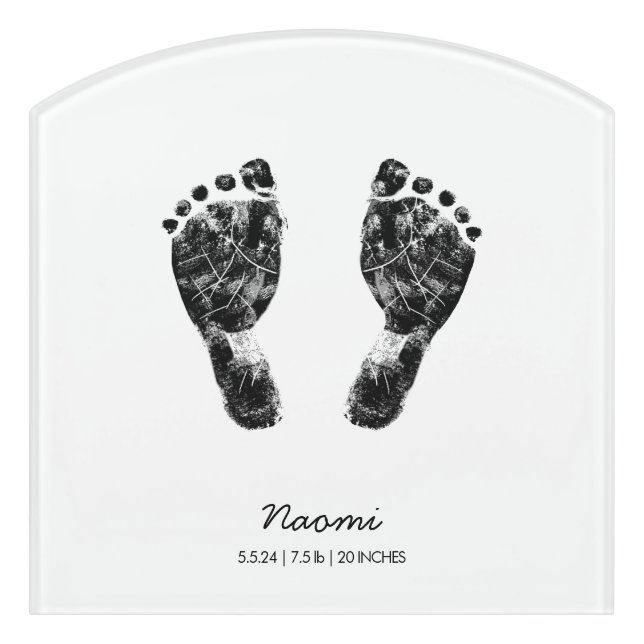 Custom Footprint  | Upload Your Baby Footprint To  Door Sign (Contour Front)