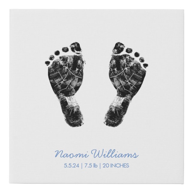 Custom Footprint  | Upload Your Baby Footprint To  Faux Canvas Print (Front)