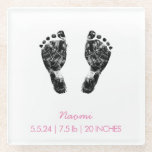 Custom Footprint  | Upload Your Baby Footprint To  Glass Coaster<br><div class="desc">Personalized baby footprint gifts for wonderful memories. Add your digital baby newborn footprint to this product with a baby name and day of birth. Precious baby footprint gifts for family and friends. Turn Your Newborn Baby digital little foot feet print To minimalist modern gifts</div>