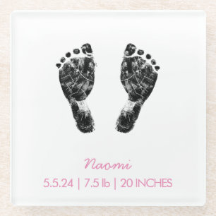 Custom Footprint    Upload Your Baby Footprint To  Glass Coaster