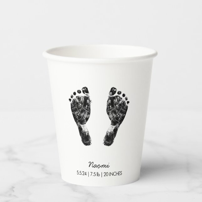 Custom Footprint  | Upload Your Baby Footprint To  Paper Cups (Front)