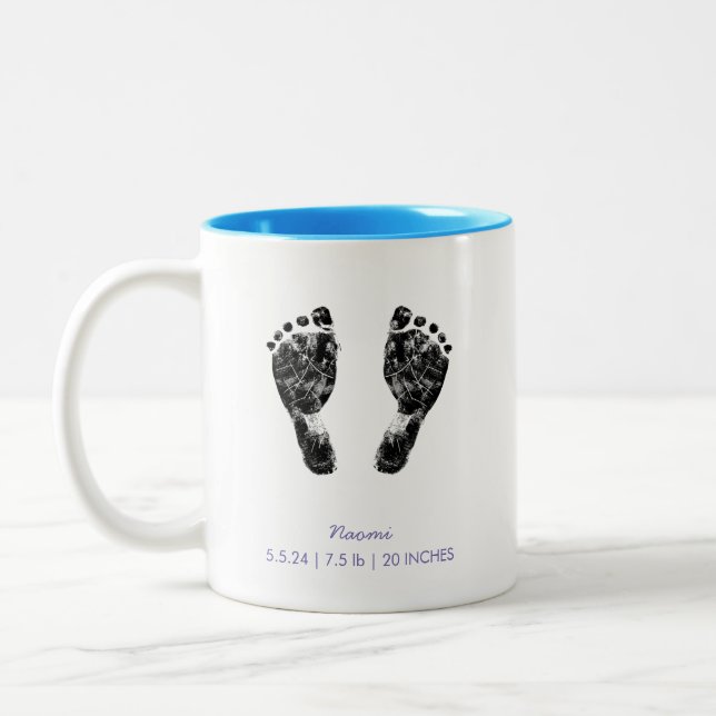 Custom Footprint  | Upload Your Baby Footprint To Two-Tone Coffee Mug (Left)