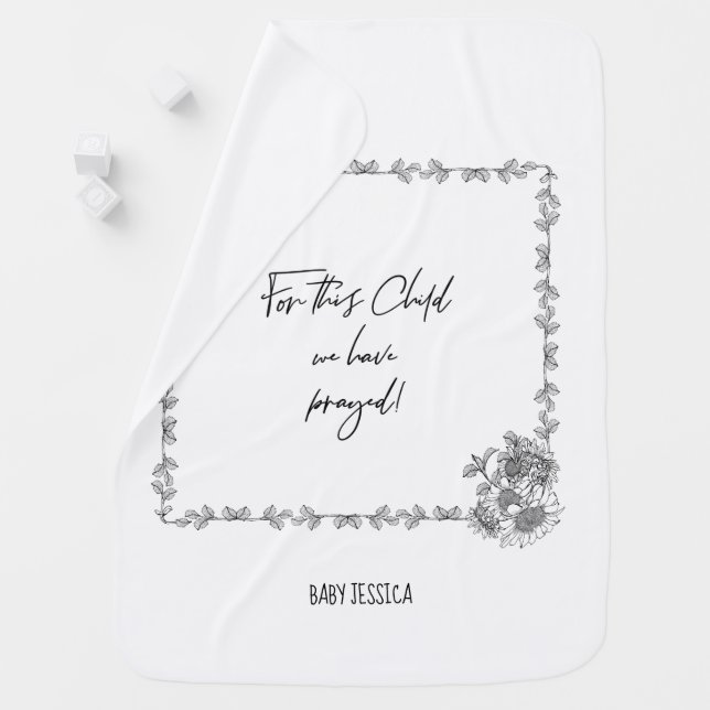 Custom For This Child We Have Prayed Sunflower Baby Blanket (In Situ)