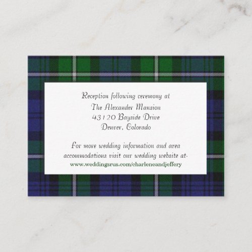Custom Forbes Plaid Wedding Enclosure Card Business Card Template