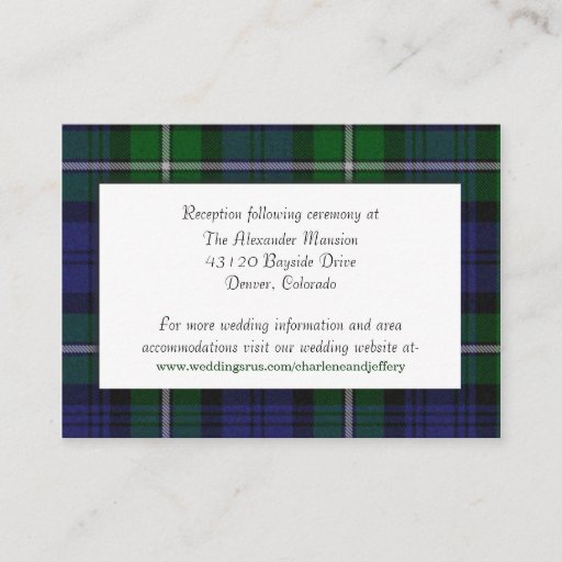 Customizable Custom Forbes Plaid Wedding Enclosure Card Business Card Template
