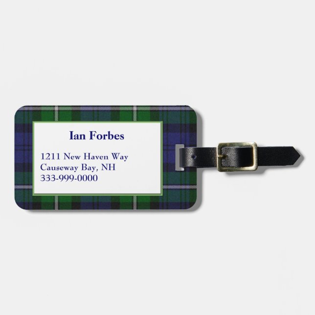 Custom Forbes Tartan Plaid Luggage Tag (Front Horizontal)