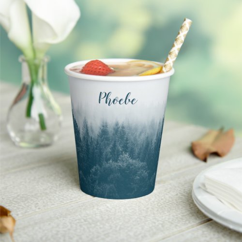 Custom Forest and Trees Woodlands Pattern Paper Cups
