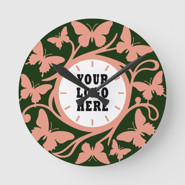 Custom Forest Green Butterfly Wall Clock (1) (Front)