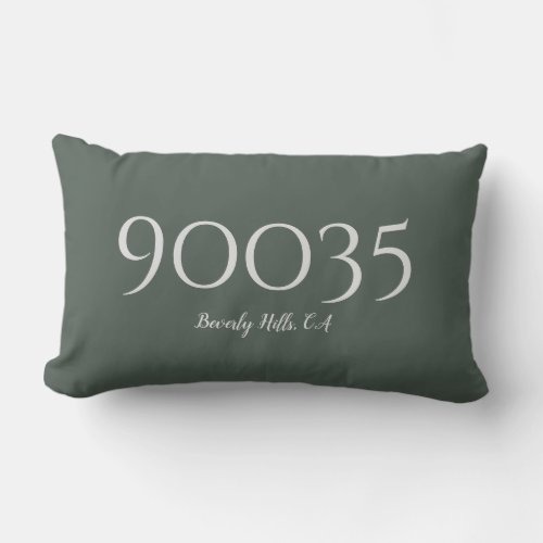 Custom Forest Green City State Zip Code Location  Lumbar Pillow