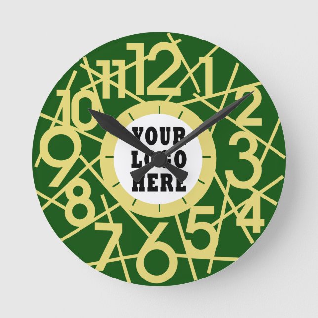 Custom Forest Green Geometric Wall Clock (Front)