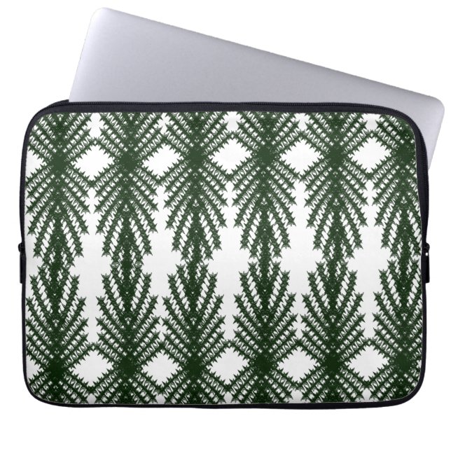 Custom Forest Green Pine Tree Abstract Pattern Laptop Sleeve (Front)