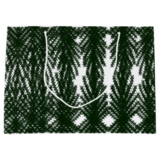 Custom Forest Green Pine Tree Abstract Pattern Large Gift Bag (Front)