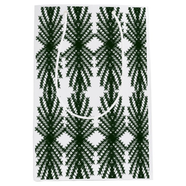 Custom Forest Green Pine Tree Abstract Pattern Medium Gift Bag (Front)